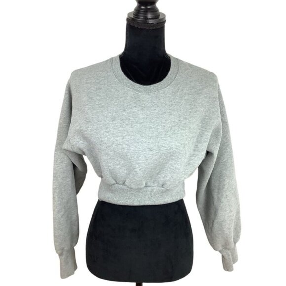 TNA PERKINS RELAXED CROPPED GRAY SWEATSHIRT XXS - Picture 2 of 11